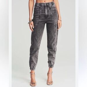 Retrofete Myla Baggy Jogger Jeans in Hematite Denim Black Gray Size 26
